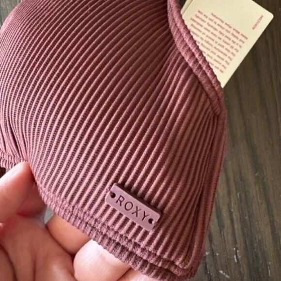 Roxy Chocolate Brown Ribbed Love The Oceana Bikini Top Med NWT - Picture 3 of 8